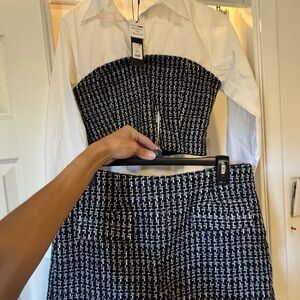 Fashion Nova Black & White Tweed Pencil Skirt Set